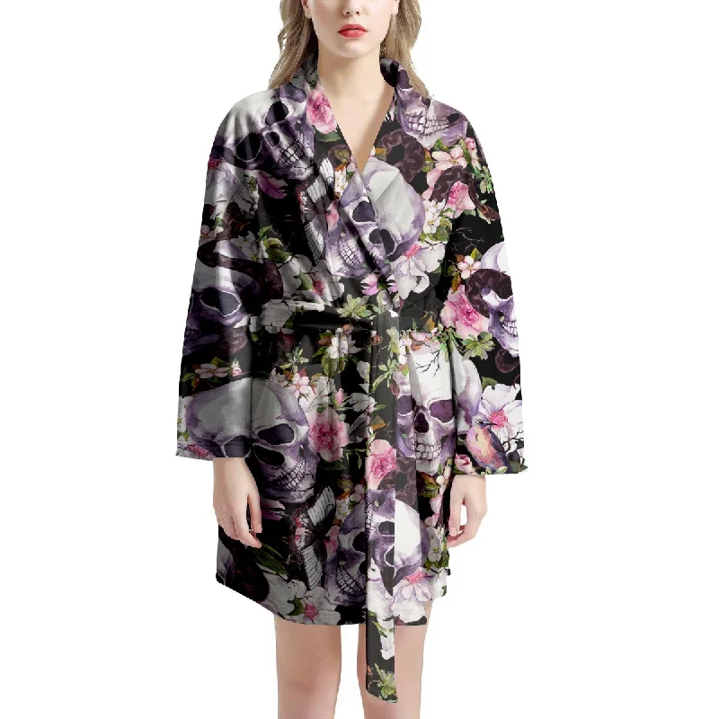 Flower Skull Women's Robe