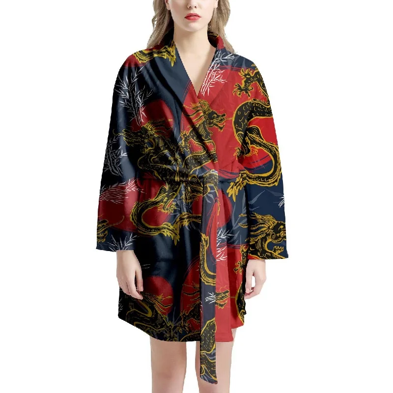 Janpanese Dragon Print Women's Robe