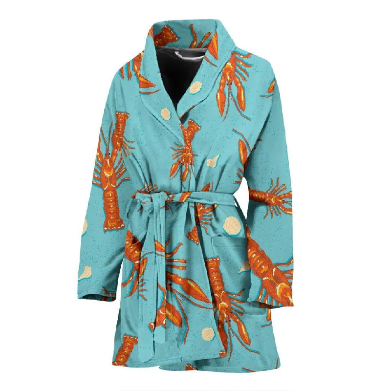 Lobster Pattern Print Women Long Robe