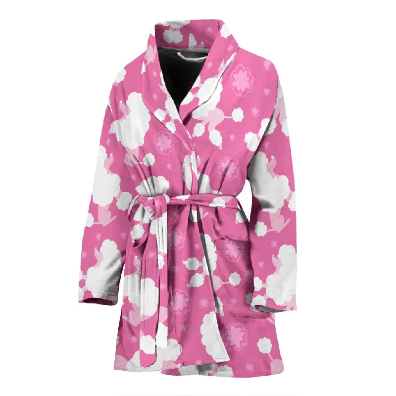 Poodle Dog Pattern Print Women Long Robe