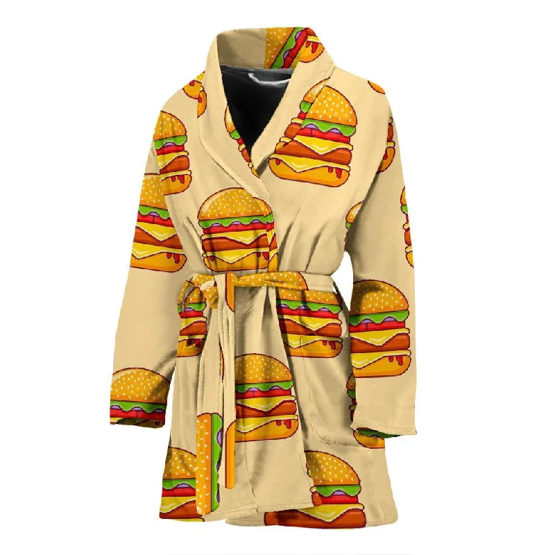 Print Pattern Hamburger Women Long Robe