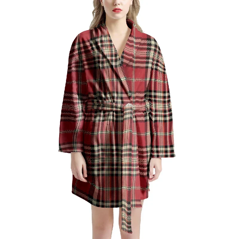 Red Plaid Tartan Scottish Women's Robe