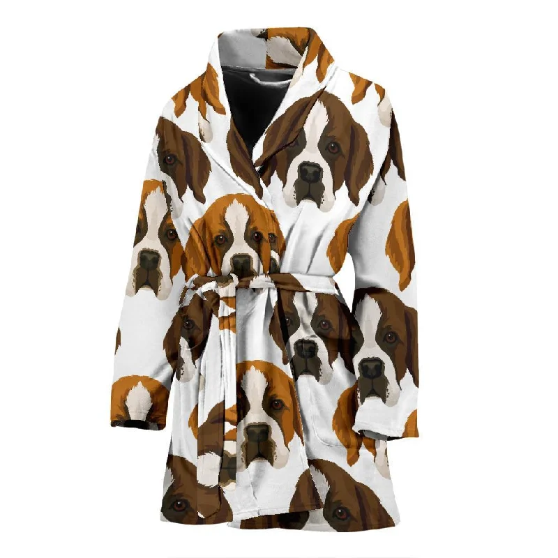 St Bernard Pattern Print Women Long Robe