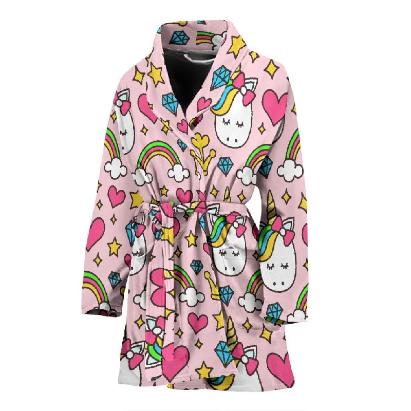 Unicorn Pattern Print Women Long Robe