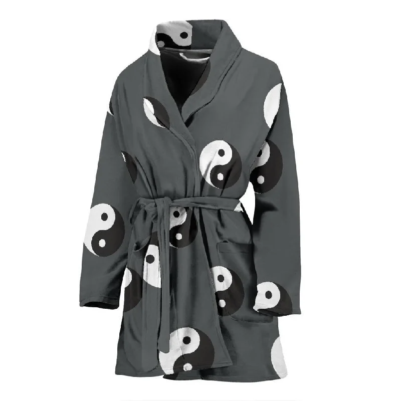 Yin Yang Pattern Print Women Long Robe