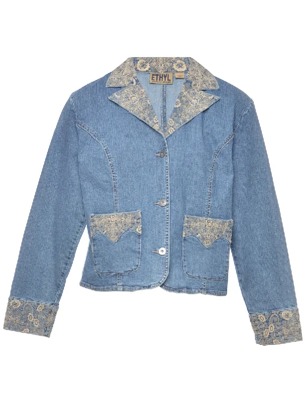 Embroidered Denim Jacket - M