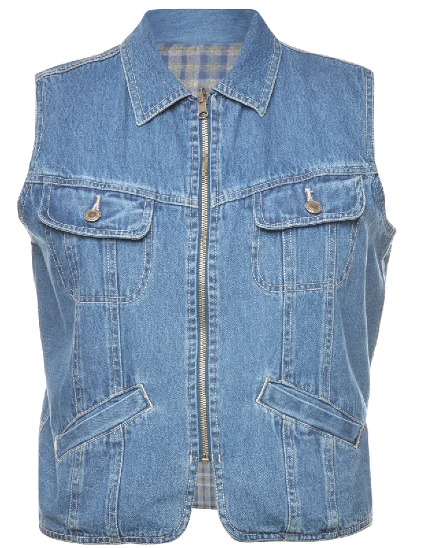 Medium Wash Denim Jacket Vest - L